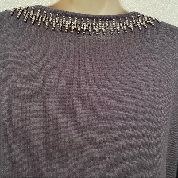 Preston & York Women’s Embellished Neckline Gray Cardigan Sweater Size Large - Picture 4 of 9